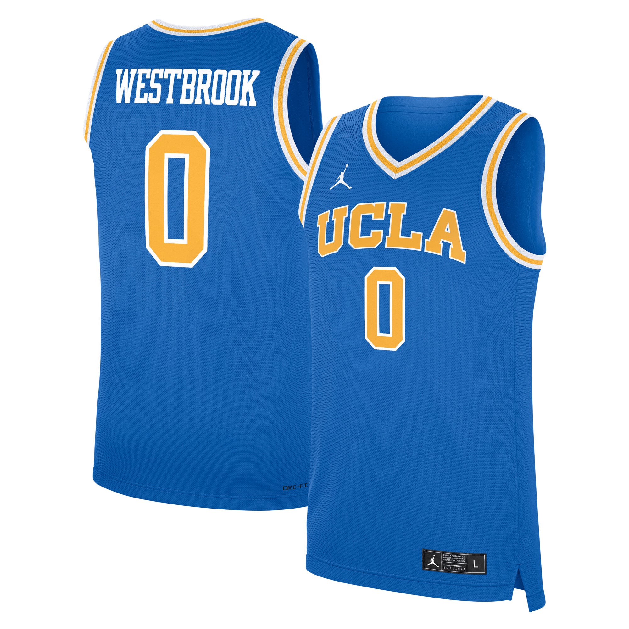 Men's Jordan Brand Russell Westbrook Blue UCLA Bruins Performance Replica Basketball Jersey